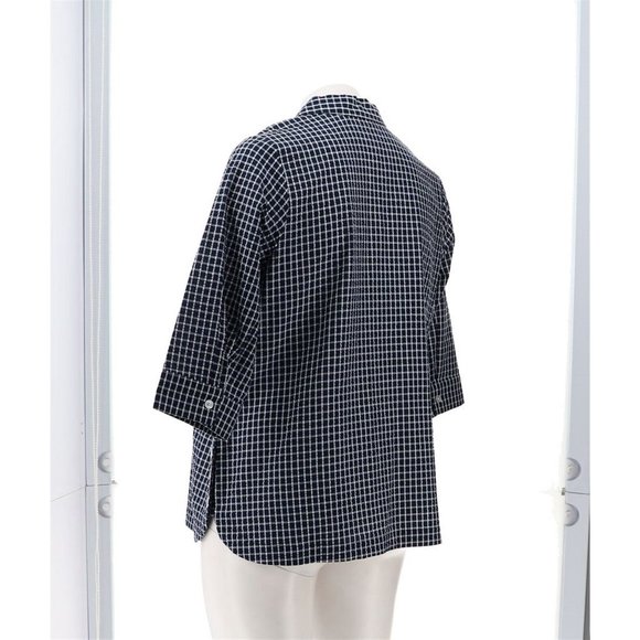 NWT JOAN RIVERS TEXTURED BUTTON FRONT SHIRT W/SIDE BUTTONS LIME NAVY BLUE XXS - Picture 4 of 11